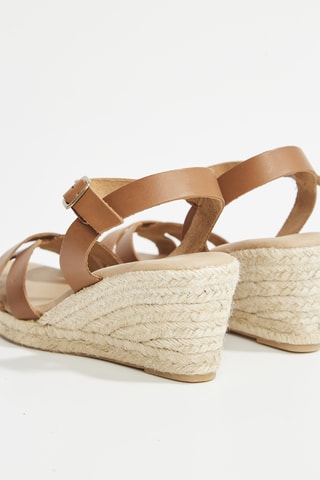 Leren Sandalen met Sleehak Cordoba - Camel