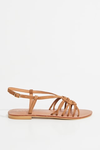 Geitenleren Sandalen met Hak Lorena 6 - Camel