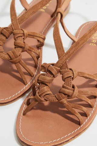 Geitenleren Sandalen met Hak Lorena 6 - Camel