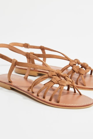 Geitenleren Sandalen met Hak Lorena 6 - Camel