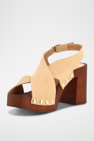 Splitnubuck Sandalen met Hak Sydney - Taupe