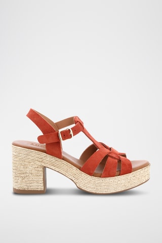 Splitleren Sandalen met Hak Nour 6 - Koraalrood