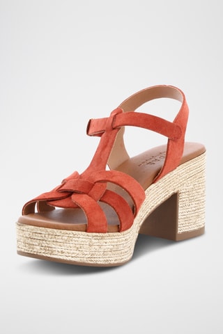Splitleren Sandalen met Hak Nour 6 - Koraalrood
