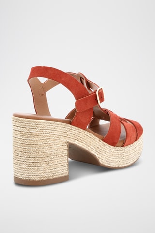 Splitleren Sandalen met Hak Nour 6 - Koraalrood