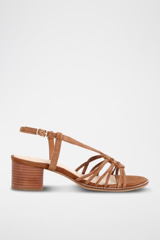 Sandalias de piel de tacón Edna - Camel