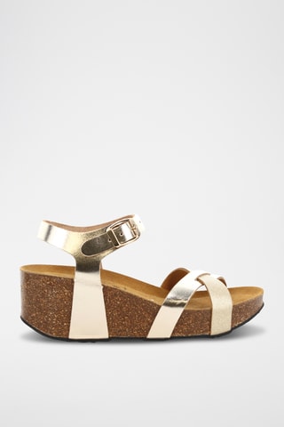 Leren Sandalen met Hak Gioia - Goudkleurig