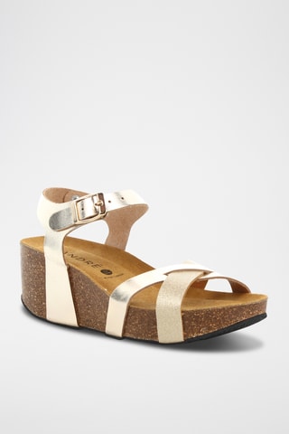 Leren Sandalen met Hak Gioia - Goudkleurig