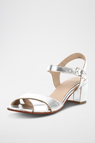 Leren Sandalen met Hak Liza - Zilverkleurig