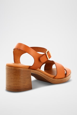 Sandalias de piel de tacón Kelia - Camel