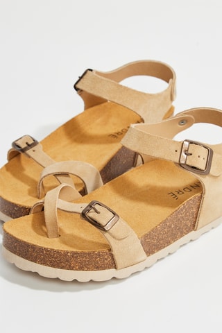 Sandali in crosta di pelle scamosciata Luisa - Beige