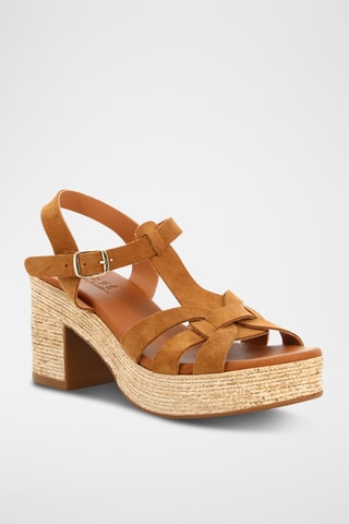 Sandalias de piel de serraje de tacón Nour 6 - Camel