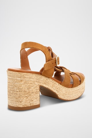 Sandalias de piel de serraje de tacón Nour 6 - Camel