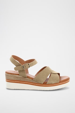 Sandalias de piel de tacón Kelly - Topo