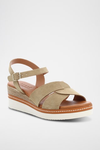 Sandalias de piel de tacón Kelly - Topo