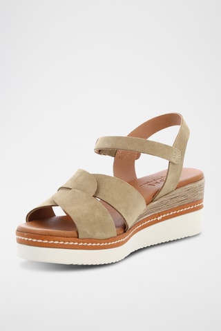 Sandalias de piel de tacón Kelly - Topo