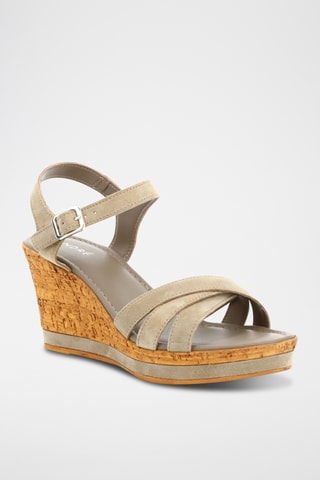 Nubuck Sandalen met Sleehak Alessa - Beige