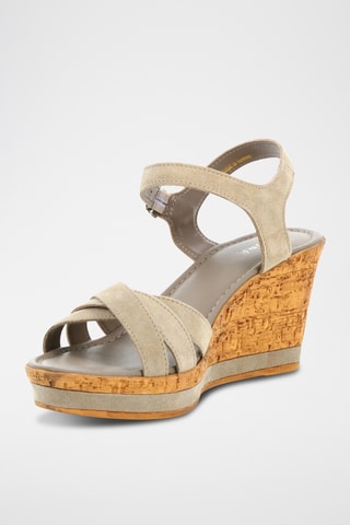 Nubuck Sandalen met Sleehak Alessa - Beige