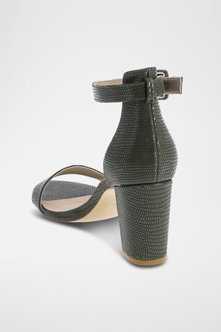 Leren Sandalen met Hak Bertille - Kaki