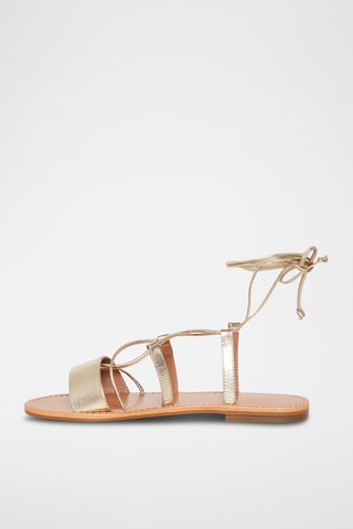 Geitenleren Romeinse Sandalen Cobalt - Goudkleurig