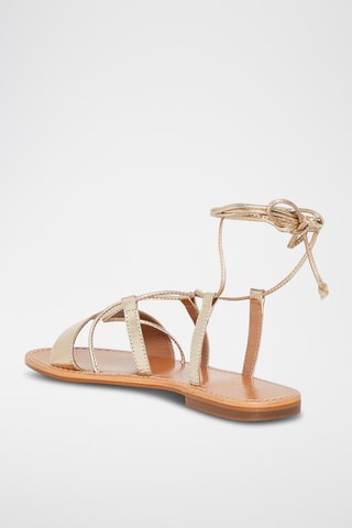 Geitenleren Romeinse Sandalen Cobalt - Goudkleurig