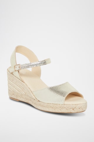 Leren Sandalen met Sleehak Nausica - Goudkleurig