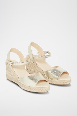 Leren Sandalen met Sleehak Nausica - Goudkleurig