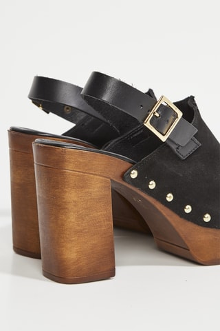 Leren Clogs met Hak Heida - zwart