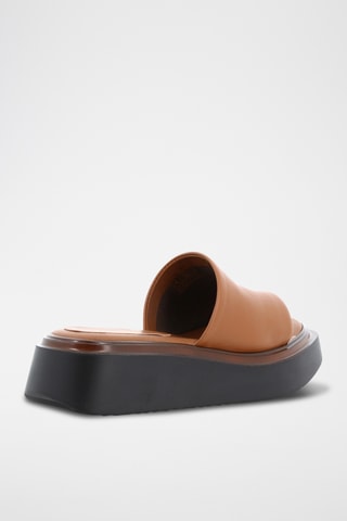 Leren Muiltjes met Sleehak Cherry - Camel