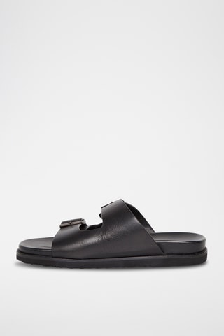 Mules en cuir Johan - Noir
