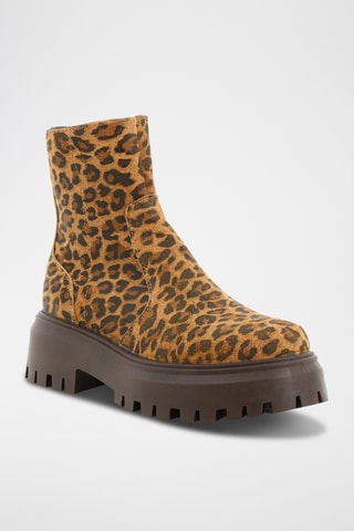 Splitnubuck Platform Enkellaarzen Leopie - Camel