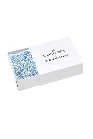 Pañuelo de flores de algodón Le Colonel - Celeste y blanco