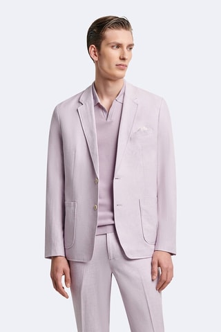 Chaqueta de traje regular fit de lino - Violeta claro