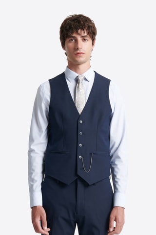 Chaleco de traje de lana - Azul marino