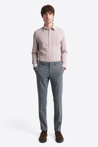 Camisa slim fit - Blanco y naranja oscuro