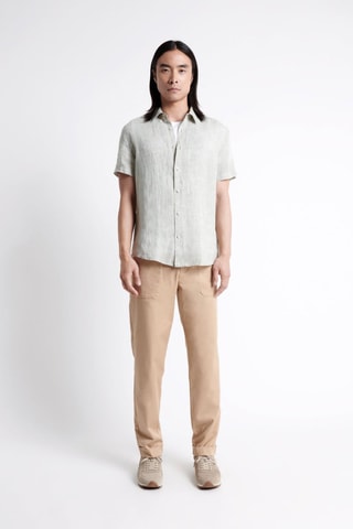 Camisa slim fit de lino - Verde liquen