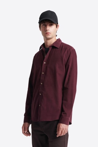 Camisa slim fit de pana - Burdeos