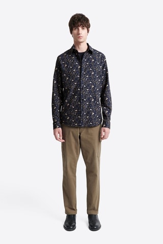 Camisa slim fit de algodón orgánico - Azul marino