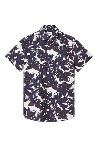 Camisa slim fit - Blanco y marrón