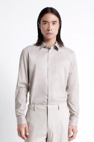 Camisa slim fit - Gris claro y blanco