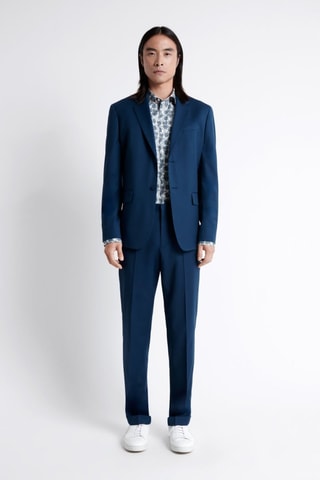 Camisa slim fit - Azul pato y blanco