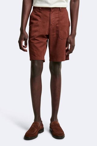 Bermudas rectas de lino - Marrón