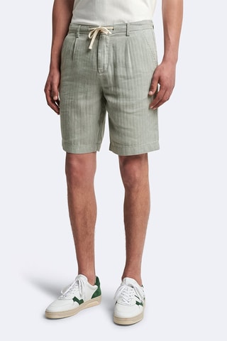 Bermudas regular fit de lino - Verde salvia