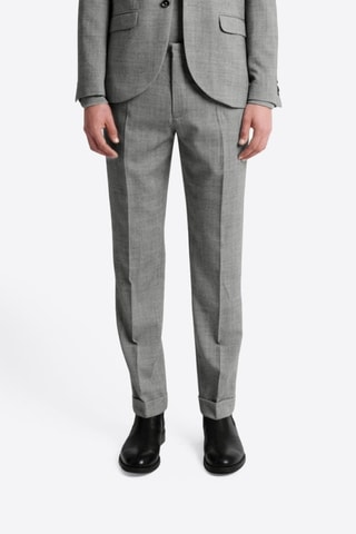 Pantalón regular fit de lana - Gris jaspeado