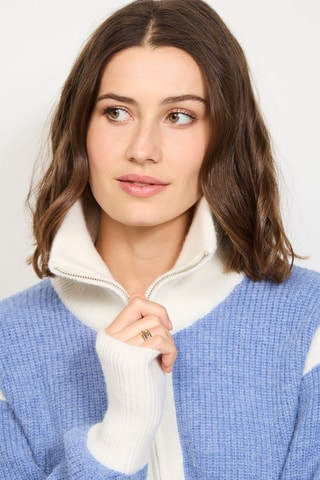 Kasjmier Vest  - Wit en blauw