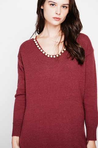 Trui-jurk  - Bordeauxrood