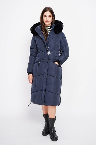 Gewatteerde Jas met Capuchon  - Donkerblauw