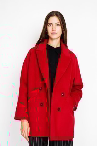 Wollen Oversized Jas  - Bordeauxrood