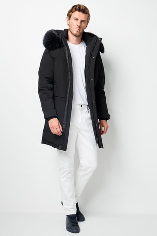 Gewatteerde Jas met Capuchon  - Zwart