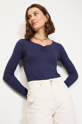 Zijden Bodysuit  - Donkerblauw