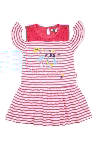 Jurk  - Wit, blauw, geel en roze